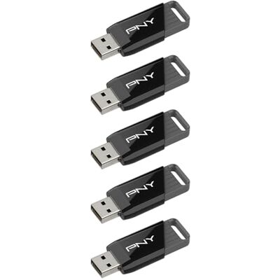PNY 5-pack 64GB Attaché X USB 3.2 Gen 1 Flash Drive, geavanceerde prestaties tot 130 MB/s lezen, opslag en gegevensoverdracht, betrouwbare, duurzame, Type-A draagbare opslag, computer, laptop desktop PNY 5-pack 64GB Attaché X USB 3.2 Gen 1 Flash Drive, geavanceerde prestaties tot 130 MB/s lezen, opslag en gegevensoverdracht, betrouwbare, duurzame, Type-A draagbare opslag, computer, laptop desktop