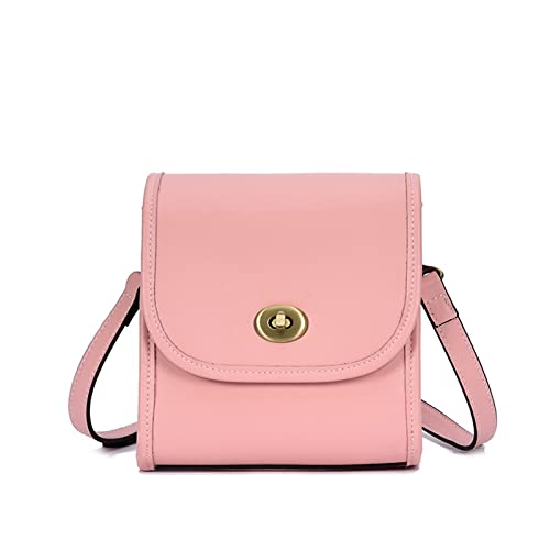 CCAFRET Schoudertassen dames Kleine lederen handtassen, kleine textuur handtassen, een-schouder messenger bags, kleine lederen vierkante tassen (Color : Pink)