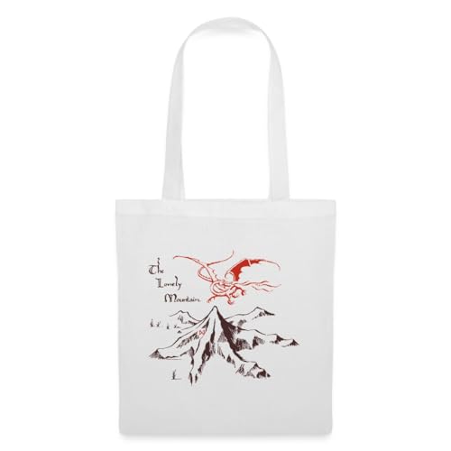 Spreadshirt De Hobbit De Eenzame Berg Tekenen Met Smaug Tas van stof, Eén maat, wit