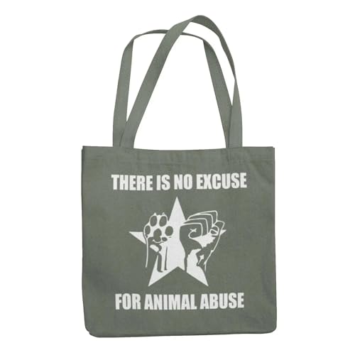 Vegan as Folk No Excuse For Animal Abuse Biologisch Katoen Vegan Tote Bag Eco-vriendelijke en duurzame veganistische tas Stijlvol veganistisch cadeau, Olijf, Eén maat