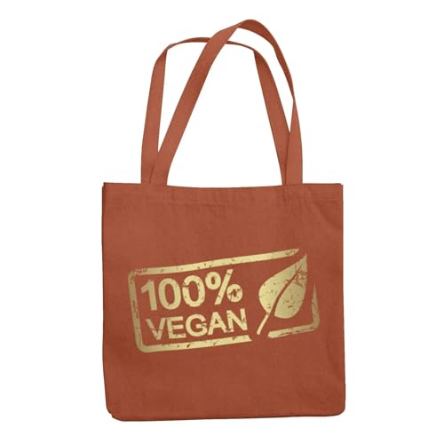 Vegan as Folk 100% veganistisch logo biologisch katoenen draagtas milieuvriendelijke en duurzame veganistische tas stijlvol veganistisch cadeau, Roest, Eén maat