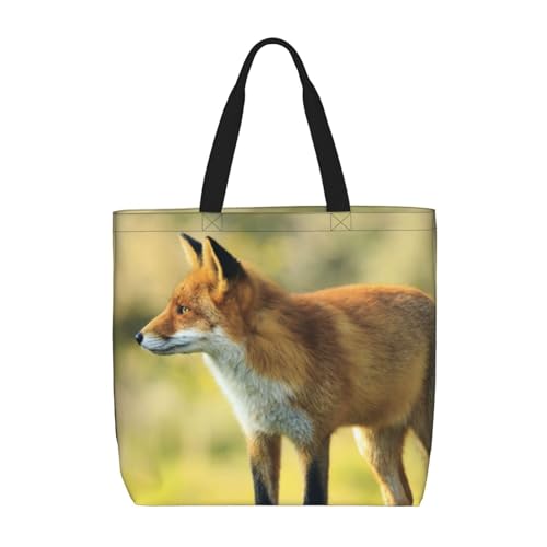 DEHIWI Fox Tote Bag Voor Vrouwen Waterdichte Casual Schoudertas Met Rits Winkelen Handtassen Voor Kantoor Winkelen Reizen, Zwart, Eén maat