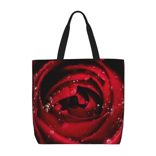 DEHIWI Bloem Met Water Tote Bag Voor Vrouwen Waterdichte Casual Schoudertas Met Rits Winkelen Handtassen Voor Kantoor Winkelen Reizen, Zwart, Eén maat