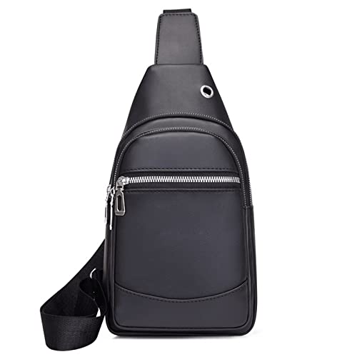 CCAFRET Schoudertas Luxe messenger bag Pu Lederen heren borst tas messenger schoudertas heren zakenman's casual tas (Color : Schwarz)