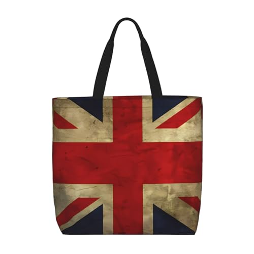 DEHIWI Britse Vlag Tote Bag Voor Vrouwen Waterdichte Casual Schoudertas Met Rits Winkelen Handtassen Voor Kantoor Winkelen Reizen, Zwart, Eén maat