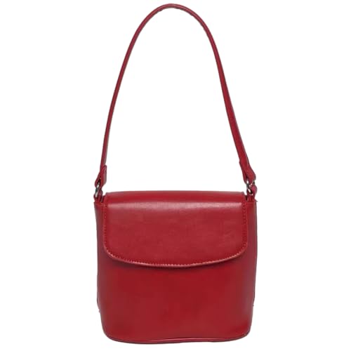 berbo Effen Kleur Eenvoudige Sling Bag PU Lederen Klassieke Tas Vrouwelijke Commute Bag Vrouwen Casual Crossbody Purse, Rood