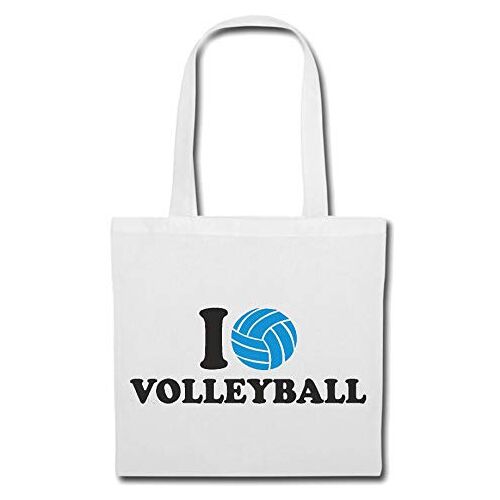 Reifen-Markt Tas schoudertas I LOVE VOLLEYBALL STRAND VOLLEYBALL BEACH VOLLEYBALL VOLLEYBALL SPIELER VOLLEYBALSPIELERIN boodschappentas schooltas gymtas in wit