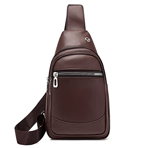 SSWERWEQ schoudertas Luxe messenger bag Pu Lederen heren borst tas messenger schoudertas heren zakenman's casual tas (Color : Brown)