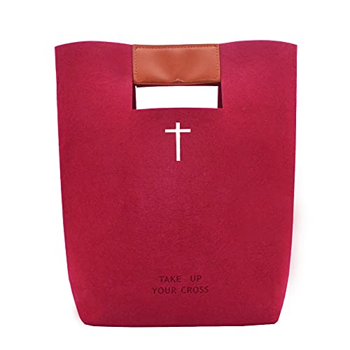 aolaso Vilten Bijbel Cover Tote Grote Draagtas Bijbel Boek Case Kerk Tas voor Mannen Vrouwen Bijbel Beschermende Handtas voor Bijbel Studie Benodigdheden Kerstcadeaus, Rood, Large