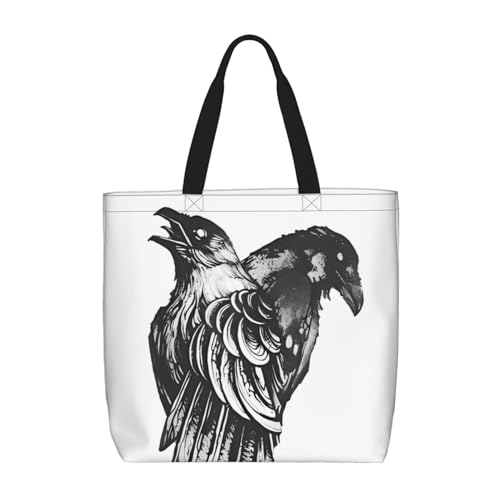 DEHIWI Ravens Tote Bag Voor Vrouwen Waterdichte Casual Schoudertas Met Rits Winkelen Handtassen Voor Kantoor Winkelen Reizen, Zwart, Eén maat