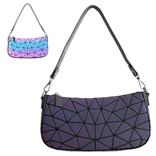 CAFINY Geometrische portemonnee voor vrouwen Geometrische lichtgevende portemonnees en handtassen Geometrische tassen en holografische crossbody tas, Crossbody Tas-03, Small