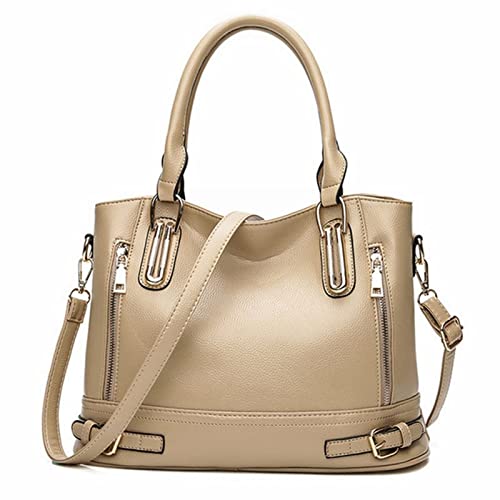 SSWERWEQ Handtassen voor dames Zomer Wit Zak Zacht Lederen Luxe Handtassen Dames Tassen Handtassen Hoge Kwaliteit Dames Handtas Casual Tote (Color : Beige)