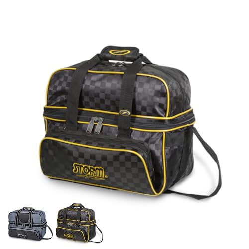 EMAX Bowling Service GmbH MAXIMIZE YOUR GAME EMAX Storm 2-ball Tote Deluxe Bowling-tas voor 2 bowlingballen, tas met schoenenvak, zwart/goud