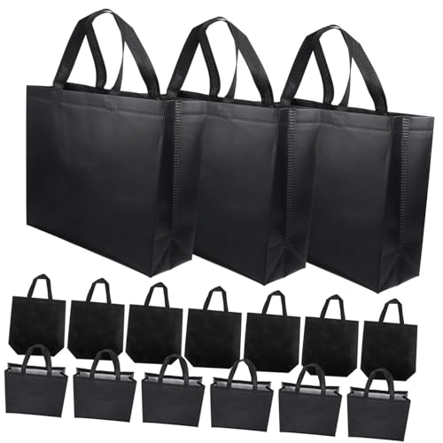 HOMSFOU 25 Stuks draagtas canvas boodschappentas zwarte herbruikbare tassen opvouwbare boodschappentassen herbruikbare boodschappentas stoffen boodschappentassen verticaal Plastic tas