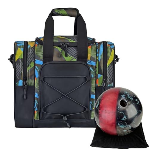 Generic Bowlingtassen,Bowlingtassen 1 Bal   Bowlingtas 1 Bal Gevoerde bowlingbalhouder Tote Verstelbare riem Handtas Multifunctionele tas voor handdoek