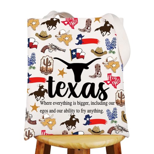 MYSOMY Texas Canvas Tote Bag Texas Thema Geschenken Texas Reisgeschenken Texas Herbruikbare Boodschappentassen Texas Boodschappentassen, Texas Wheretb