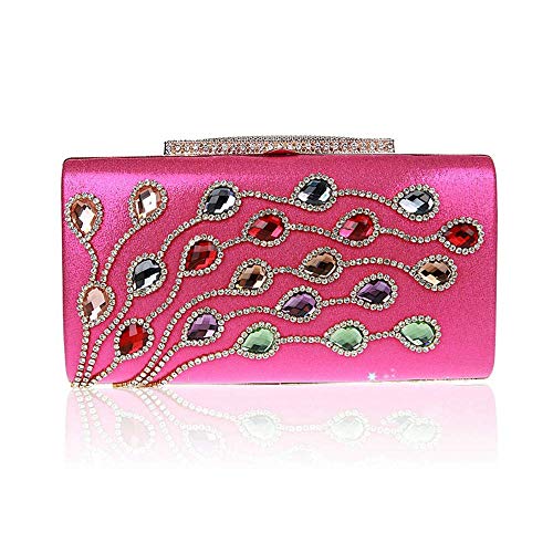 RajoNN Damestas Handtassen, Avond Elegante Glitter Avond Sprankelende Clutch Portemonnee Bling Avond Voor Dans Huwelijksavond (Rose Rood)