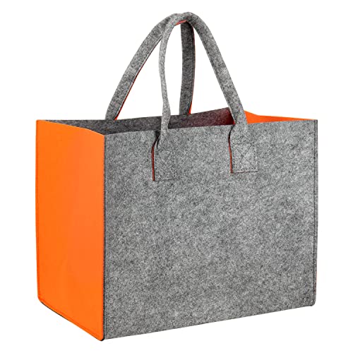 Schramm ® Vilten tas in 6 kleuren ca. 35 x 20 x 28 cm Boodschappentas Opbergtas Brandhouttas Vilten tas Vilten tassen, Kleur:grau/orange
