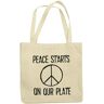 Vegan as Folk Peace Starts on Our Plate Biologische katoenen veganistische draagtas milieuvriendelijke en duurzame veganistische tas stijlvol veganistisch cadeau, natuurlijk, Eén maat