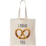 Functon+ I Knead You Tasty Pretzel Canvas Tote Bag, Beige