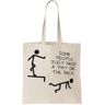 Functon+ Some People Noodzaak Een Pat On The Back Stickman Canvas Tote Bag Natural, beige, Eén Maat