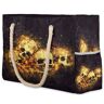 Tavisto Burning Skull Print Strandtassen voor Vrouwen, Strandtas Tote Waterdicht Zandbestendig, Strandtassen voor Vrouwen met Rits, Strandtas, Strandtas, Grote Strandtas, Zwembad Bag, Print brandende