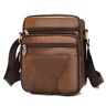 SPAHER Leren Schoudertas Herentas Sling Bag Kleine Handtas Schoudertas Vintage Messenger Polstas Messenger Bags Heren Dames Zwart