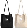 Makukke Schoudertas Dames 2pcs Cord Bag Dames Schoudertas Shopper Dames Handvat Tas voor Dagelijks, Kantoor, Schoolreisje en Winkelen (Zwart+Beige)