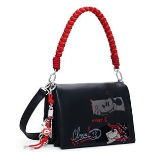 Desigual schoudertas Mickey Rock Dortmund Flap Bag Black zwart Desigual schoudertas Mickey Rock Dortmund Flap Bag Black zwart