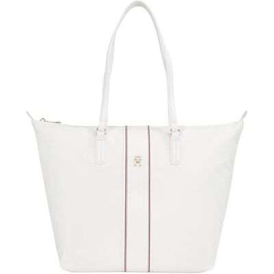 Tommy Hilfiger Poppy Tote Corp Aw0aw17205 damestas, eenheidsmaat, Wit (Ecru Corp), One Size Tommy Hilfiger Poppy Tote Corp Aw0aw17205 damestas, eenheidsmaat, Wit (Ecru Corp), One Size