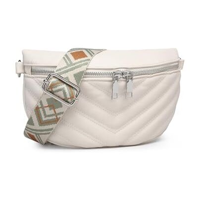 Miss Lulu Schoudertas voor dames, buiktas, mobiele telefoon, schoudertas, crossbody bag, brede riem, klein, met afneembare schouderriem, beige Miss Lulu Schoudertas voor dames, buiktas, mobiele telefoon, schoudertas, crossbody bag, brede riem, klein, met afneembare schouderriem, beige