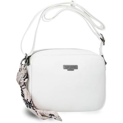 Pepe Jeans Margaret Twee Compartimenten Schoudertas Wit 24x16x7 cm Polyester en PU van Joumma Bags Pepe Jeans Margaret Twee Compartimenten Schoudertas Wit 24x16x7 cm Polyester en PU van Joumma Bags