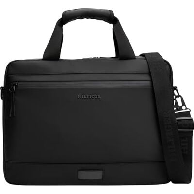 Tommy Hilfiger - Textured Logo Laptop - Zwart - Laptop Tas Tommy Hilfiger - Textured Logo Laptop - Zwart - Laptop Tas