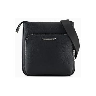 Giorgio Armani Heren Double Zakken Midden Logo Lettering Plate Crossbody, Black, zwart, One size Giorgio Armani Heren Double Zakken Midden Logo Lettering Plate Crossbody, Black, zwart, One size
