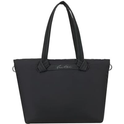 Fritzi aus Preussen Fritzi Cloud Shopper Black Shopper ultralichte vegan nylon dames shopper handtas met ritssluiting binnenvakken en steekvak voor dagelijks gebruik stad werk 29,5 x 37 x 13 cm, Zwart Fritzi aus Preussen Fritzi Cloud Shopper Black Shopper ultralichte vegan nylon dames shopper handtas met ritssluiting binnenvakken en steekvak voor dagelijks gebruik stad werk 29,5 x 37 x 13 cm, Zwart