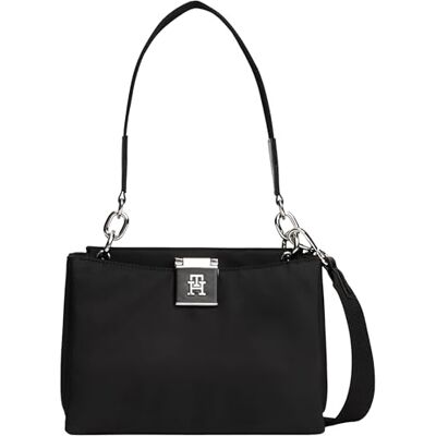 Tommy Hilfiger Dames TH HER MED SATCHEL NYLON SV AW0AW18200 Satchel, zwart (zwart), één maat Tommy Hilfiger Dames TH HER MED SATCHEL NYLON SV AW0AW18200 Satchel, zwart (zwart), één maat
