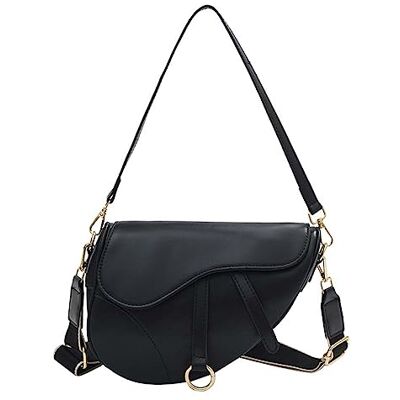 PURFANREE Vrouwen Trendy Kleine Clutch Purse Zadel Schoudertas Onderarm Handtas Satchel Handtas Crossbody Tas, Zwart, One Size PURFANREE Vrouwen Trendy Kleine Clutch Purse Zadel Schoudertas Onderarm Handtas Satchel Handtas Crossbody Tas, Zwart, One Size