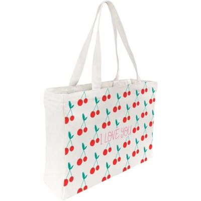DRAEGER Paris Draagtas Cherries I Love You Licht, resistent en flexibel- Herbruikbare boodschappentas 100% katoen 42x30x10cm DRAEGER Paris Draagtas Cherries I Love You Licht, resistent en flexibel- Herbruikbare boodschappentas 100% katoen 42x30x10cm