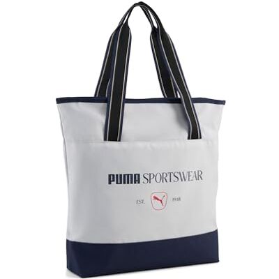 PUMA schoudertas met laptopvak Phase Class Tote Bag Cool Light Gray Navy Lichtgrijs PUMA schoudertas met laptopvak Phase Class Tote Bag Cool Light Gray Navy Lichtgrijs