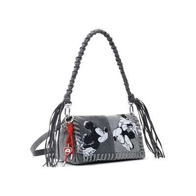 Desigual schoudertas Mickey Kiss Naron Flap Bag Denim Light Grey grijs Desigual schoudertas Mickey Kiss Naron Flap Bag Denim Light Grey grijs
