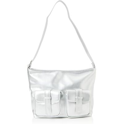 FELIPA Dames vierkante vorm handtas clutch, zilver, zilver, Eén Maat FELIPA Dames vierkante vorm handtas clutch, zilver, zilver, Eén Maat