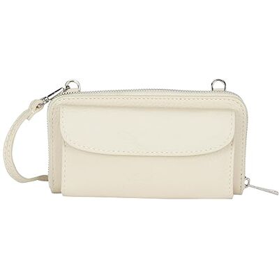 SIDONA Dames clutch van leer, beige, beige, Eén Maat SIDONA Dames clutch van leer, beige, beige, Eén Maat