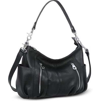 HESHE Genuine Leather Purses for Women Shoulder Hobo Bag Crossbody Satchel Handbags Designer Ladies Totes Purse(Black) HESHE Genuine Leather Purses for Women Shoulder Hobo Bag Crossbody Satchel Handbags Designer Ladies Totes Purse(Black)