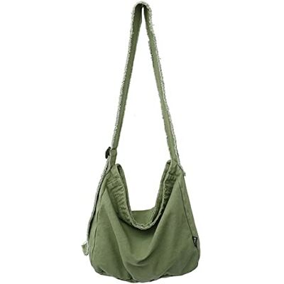 ZZPLNZYQ Dames canvas tas crossbody tas casual hobo tas grote schoudertas boodschappentas unisex, Groen, Large ZZPLNZYQ Dames canvas tas crossbody tas casual hobo tas grote schoudertas boodschappentas unisex, Groen, Large