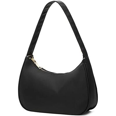 CYHTWSDJ Schoudertassen voor dames, schattige hobo-draagtas, mini-clutch, portemonnee met ritssluiting, nylon zwart, groot CYHTWSDJ Schoudertassen voor dames, schattige hobo-draagtas, mini-clutch, portemonnee met ritssluiting, nylon zwart, groot