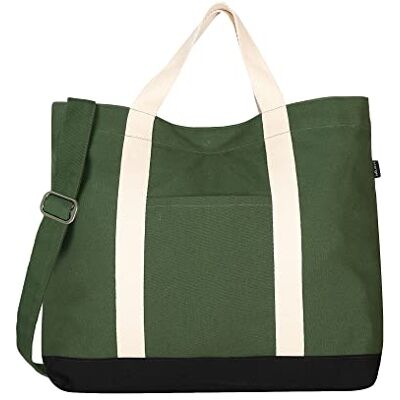 Eco Right Grote Canvas Draagtas voor Mannen en Vrouwen, Crossbody Tote Tassen voor Werk, Winkelen en Strand, Groen, Eén Maat Eco Right Grote Canvas Draagtas voor Mannen en Vrouwen, Crossbody Tote Tassen voor Werk, Winkelen en Strand, Groen, Eén Maat