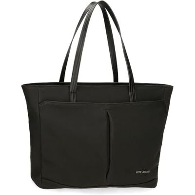 Pepe Jeans Gala boodschappentas, zwart, 36 x 30 x 12 cm, kunstleer, van Joumma Bags Pepe Jeans Gala boodschappentas, zwart, 36 x 30 x 12 cm, kunstleer, van Joumma Bags