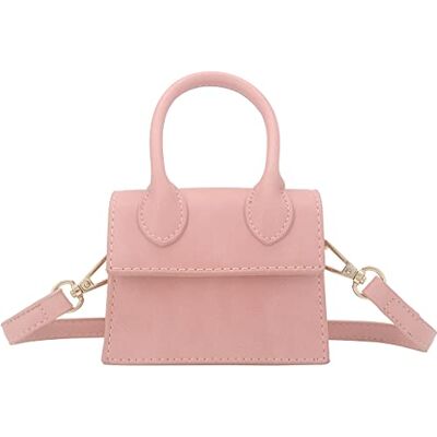 Nodeber Mini Crossbody Bag for Women Girls Synthetic Leather Flap Purse Styling Top-Handle Clutch Handbag Pink Nodeber Mini Crossbody Bag for Women Girls Synthetic Leather Flap Purse Styling Top-Handle Clutch Handbag Pink