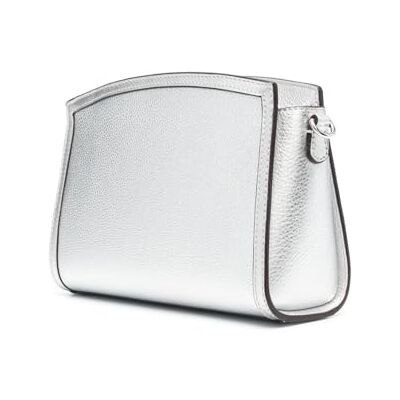 Michael Kors Dames Logo Plaque Zipped Schoudertas, Zilver, zilver Michael Kors Dames Logo Plaque Zipped Schoudertas, Zilver, zilver