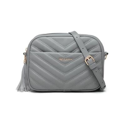 Miss Lulu Schoudertas voor dames, kleine handtassen voor dames, lederen handtas, portemonnee voor vrouwen, 1-3 Grijs Miss Lulu Schoudertas voor dames, kleine handtassen voor dames, lederen handtas, portemonnee voor vrouwen, 1-3 Grijs